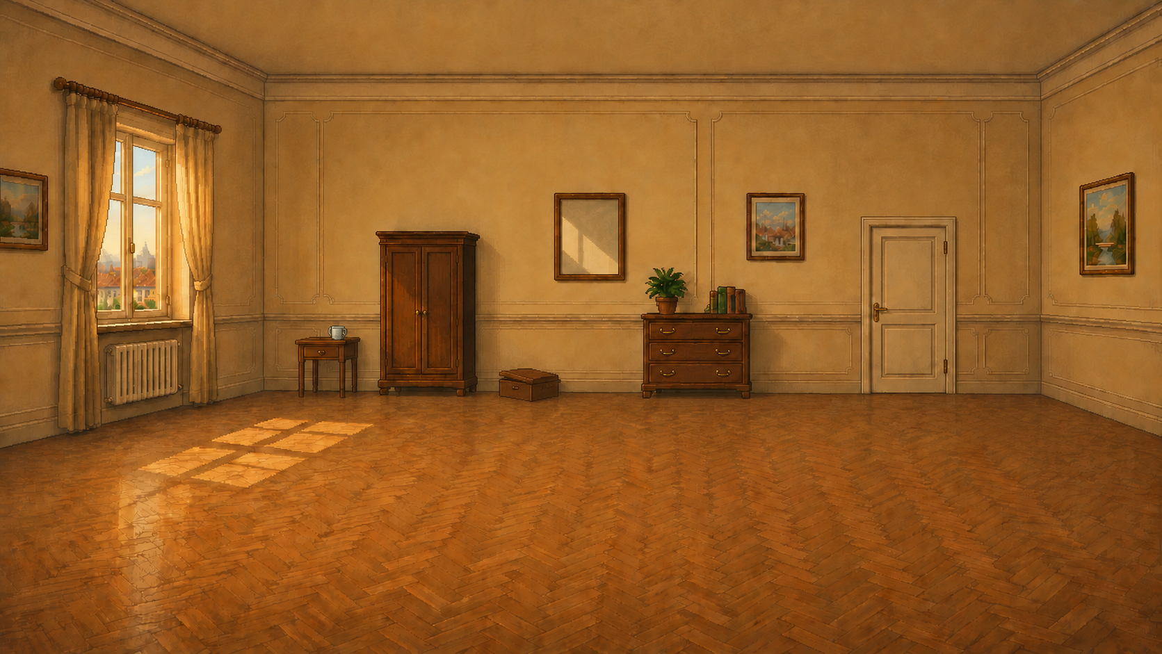 The wedding morning at home, from the game